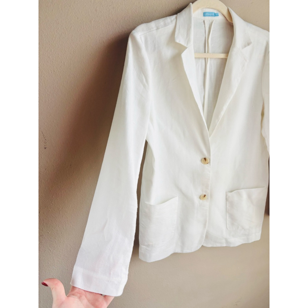 EUC J.McLaughlin Women’s Merona Linen-Blend Jacket in Ivory | Sz M - Picture 5 of 9